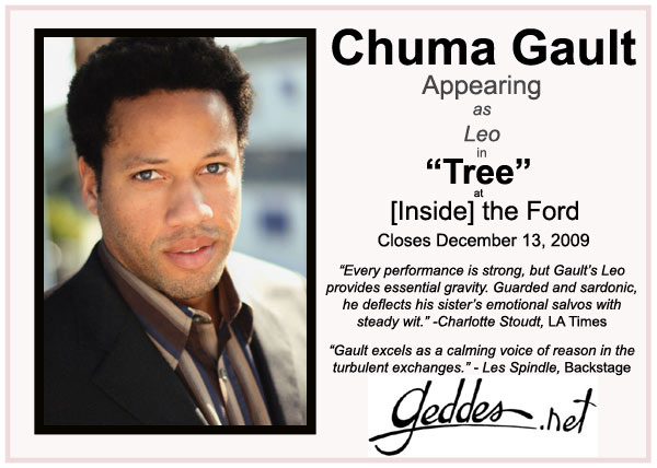 Chuma Gault in TREE. Chuma has critically successful turn in a play about family and identity.