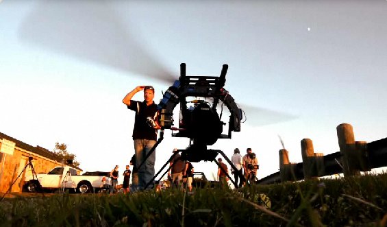 Aerial Cinematographer, Eric Austin on the set of 