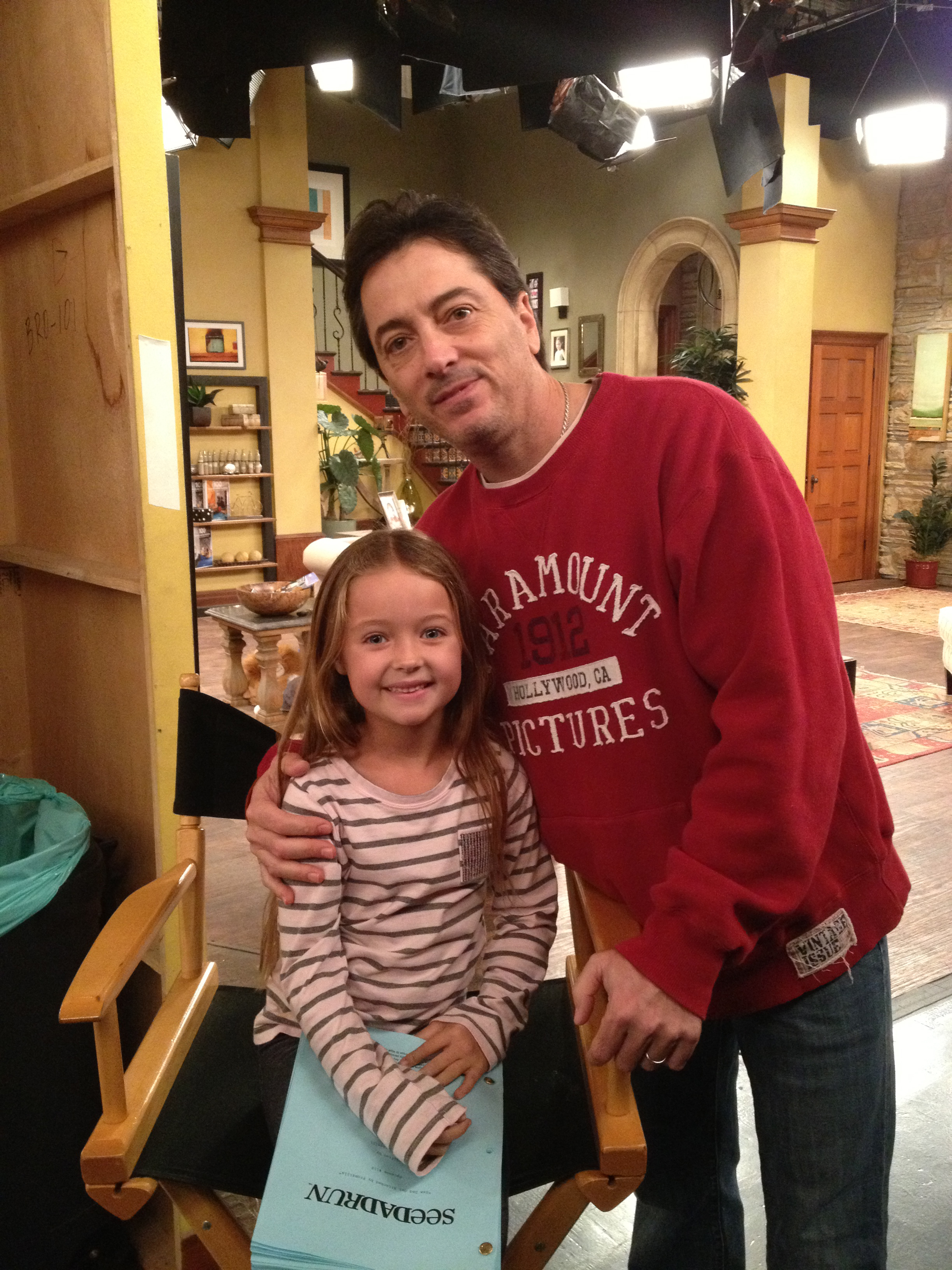 Rylan Lee and Scott Baio on the set of See Dad Run