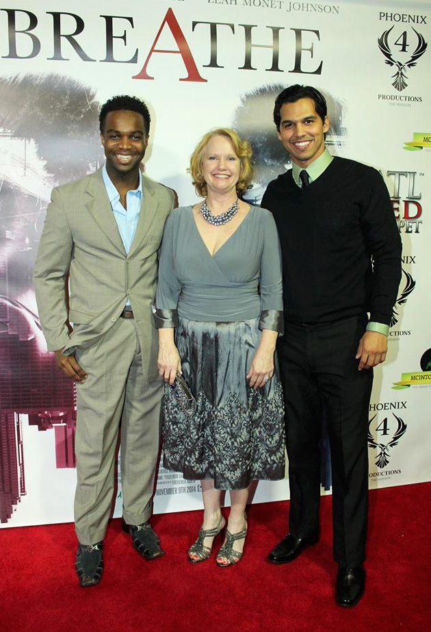 Moses Munoz, Frederick Nah IV, and Becky Dickerson at premiere of Breathe (2014)