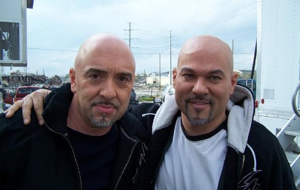 With my stunt double on the of 