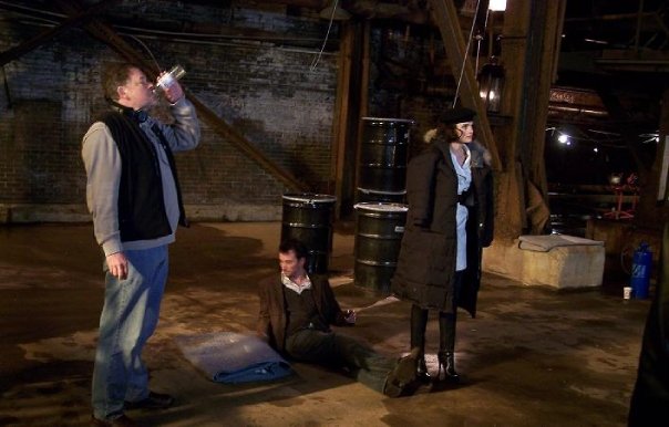 With Director Jonathan Frakes, Noah Wyle and Stana Katic on the set of 