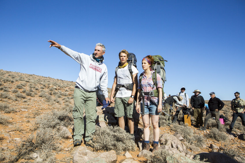 Director Greg McLean and actors Phillipe Klaus and Shannon Ashlyn on location for Wolf Creek 2