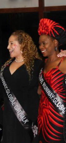 (Left) Lux, Positive Runway: Global Catwalk Model with (Right) Justina Mutale, Founder of Positive Runway: Global Catwalk to Stop the Spread of Aids