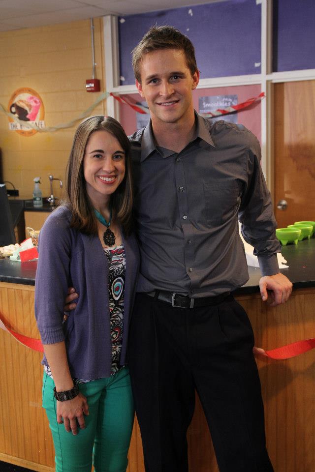 Stacey Bradshaw and Ben Davies on the set of Touched by Grace.
