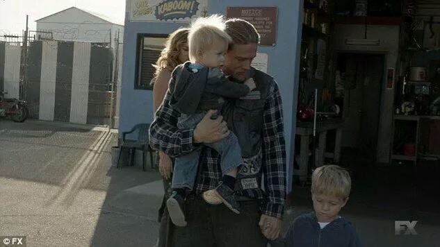 Evan Londo with Charlie Hunnam and Drea De Matteo on Sons of Anarchy Series Finale Season 7