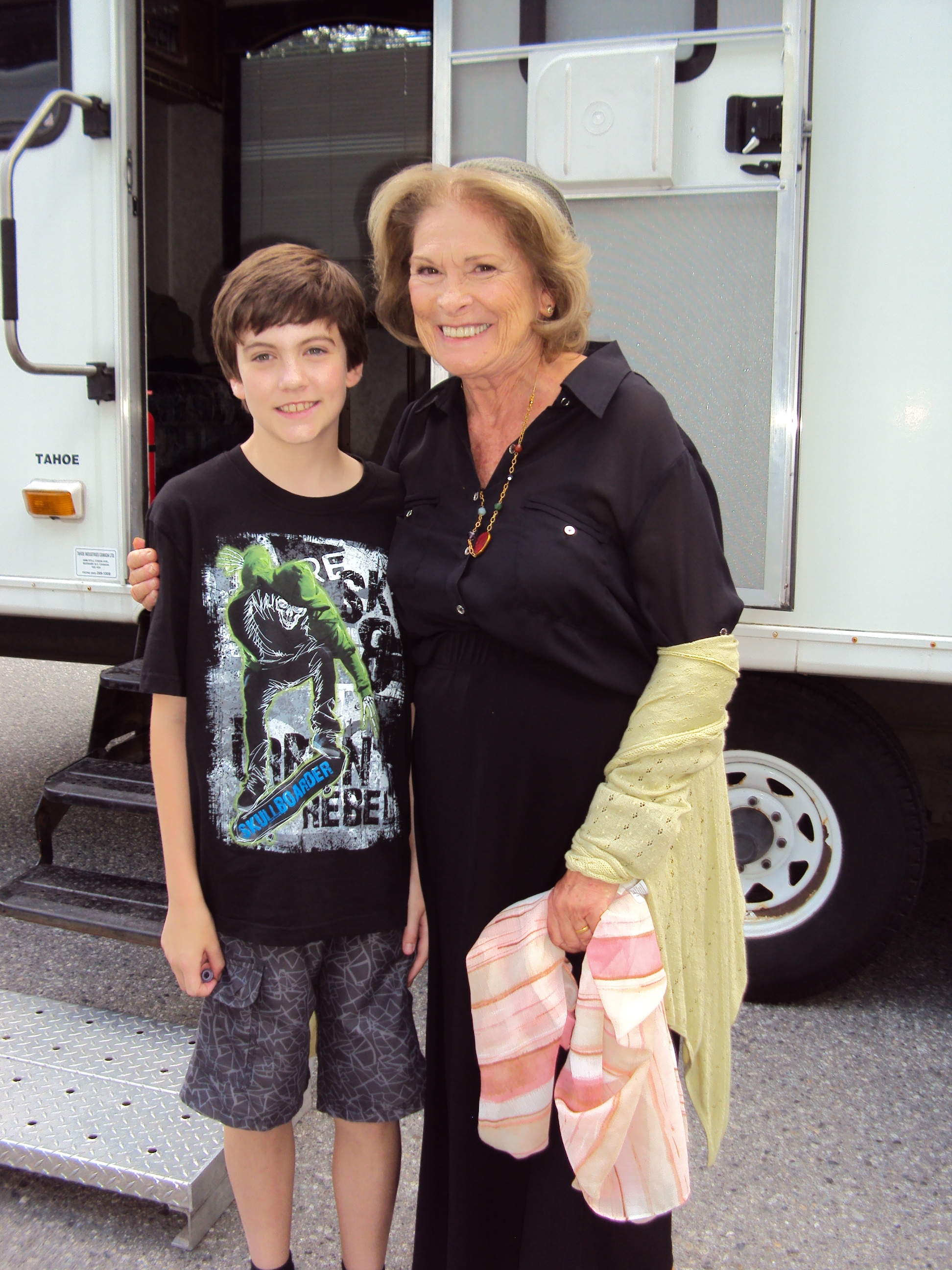 Tanner on set of Twist Of Faith with Paula Shaw.