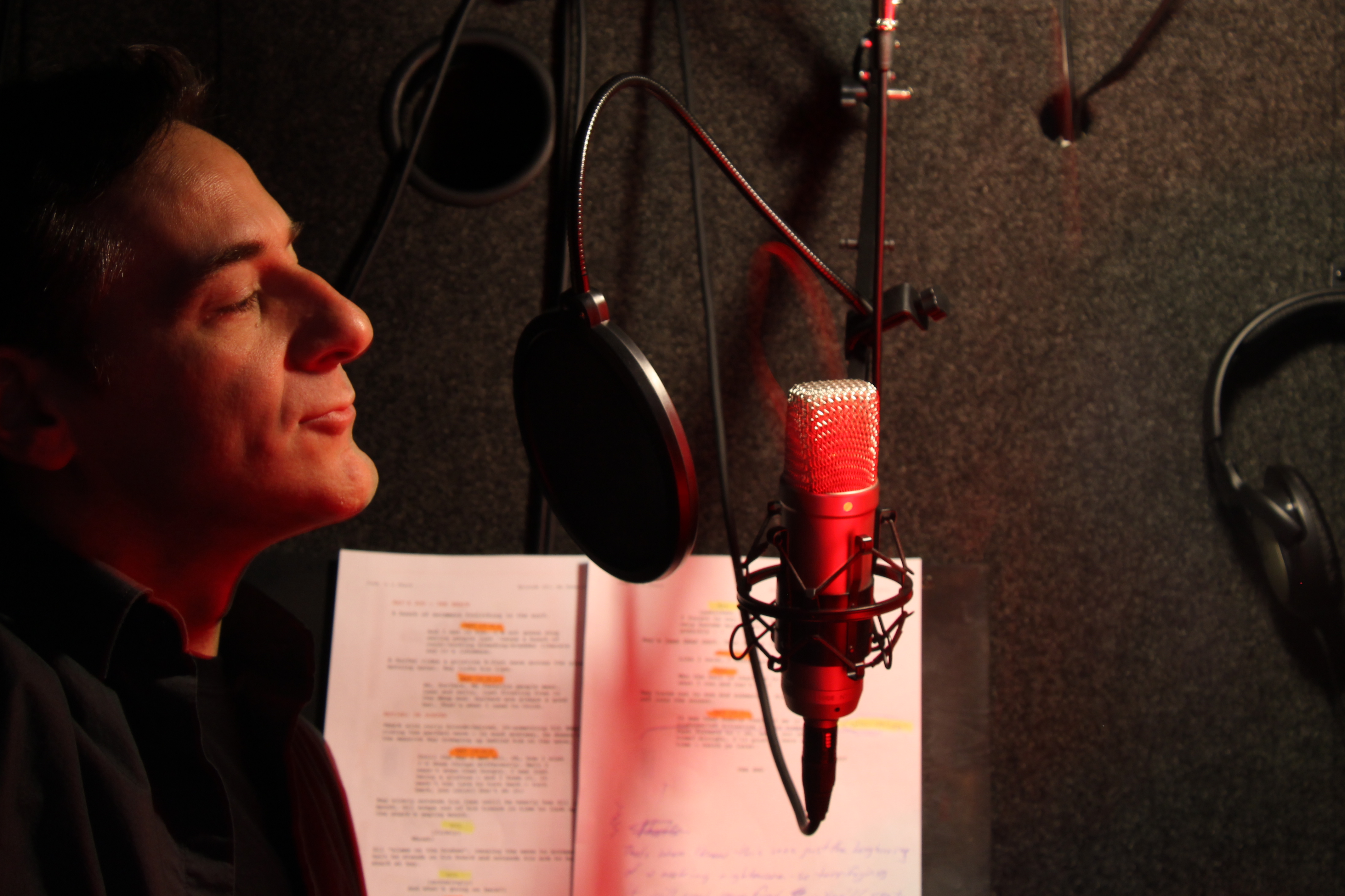 Tony Grillo recording voice tracks for Misfit Santa