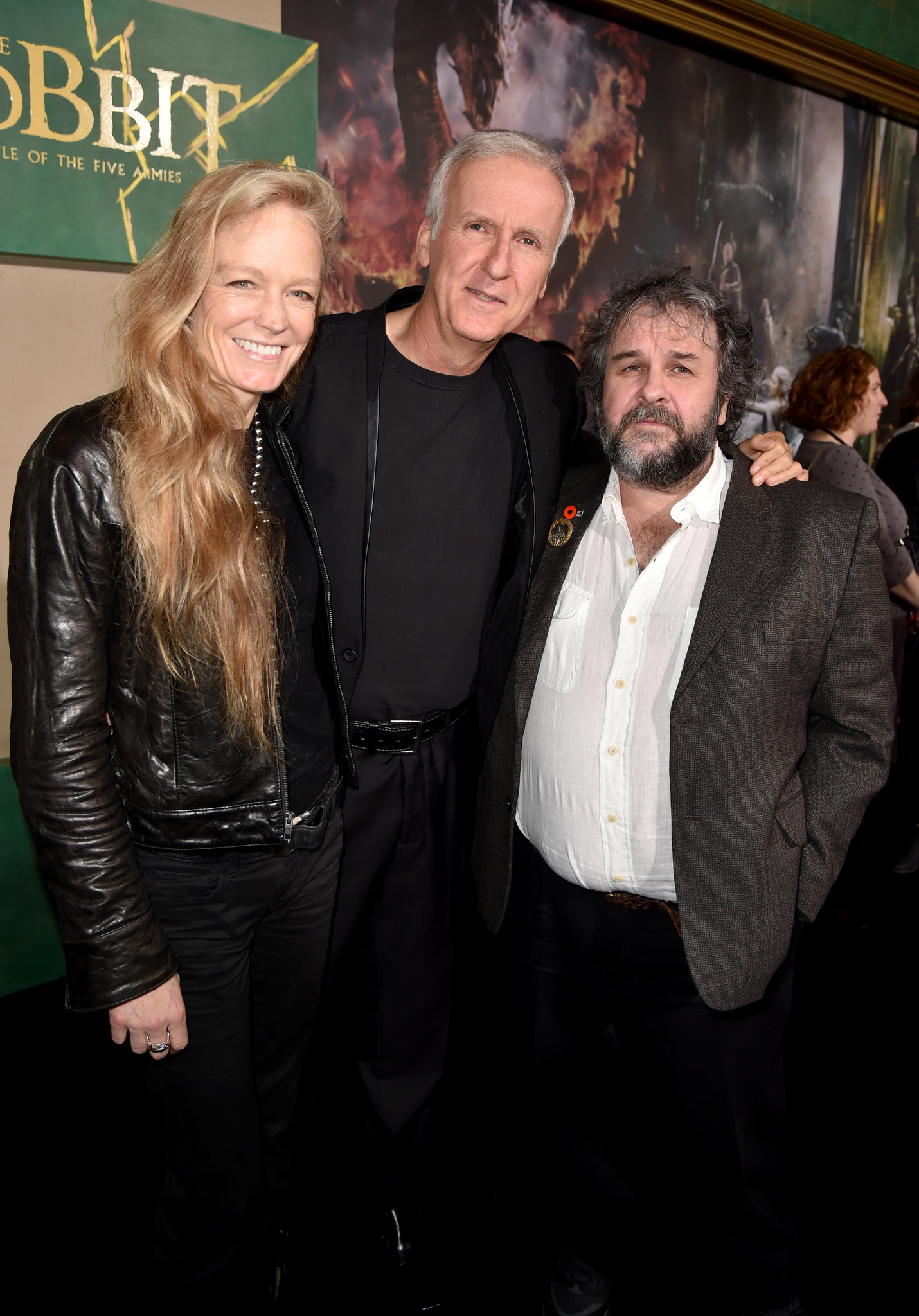 James Cameron, Suzy Amis and Peter Jackson at event of Hobitas: Penkiu armiju musis (2014)