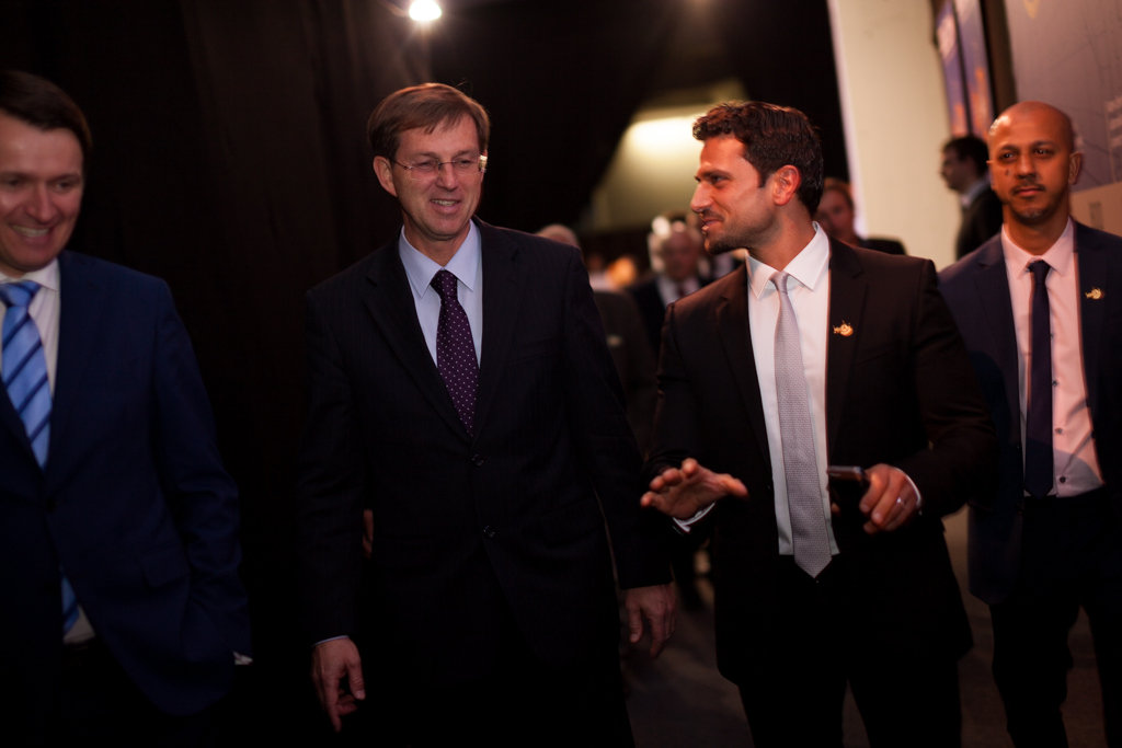 Slovenia Prime Minister Dr. Miro Cerar with producer Ahmed Salim at the screening of '1001 Inventions and the Library of Secrets'.