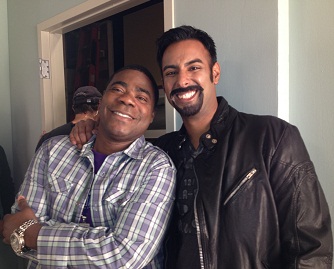 Tracy Morgan and Vinny Anand on set.