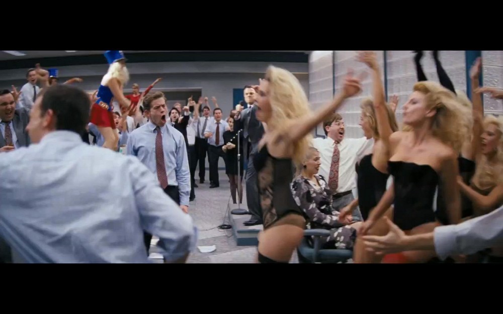 As Brantley in the Wolf of Wall Street trailer with Leonardo Dicaprio, PJ Byrne and Aya Cash.