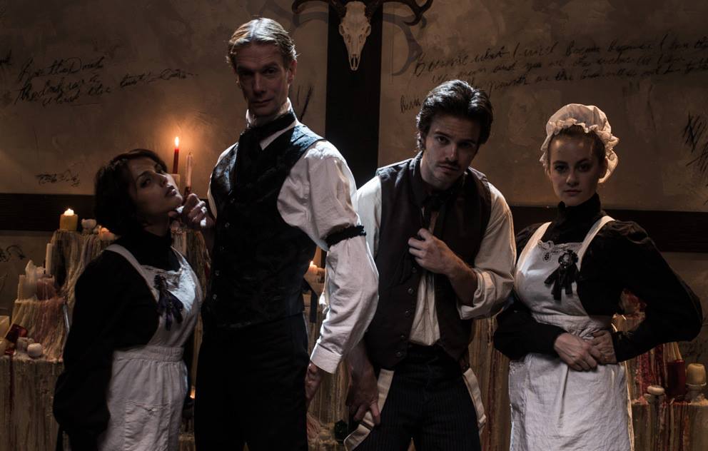 Amy Lia with colleagues; Doug Jones, Amrita Acharya and Jake Stormoen in Kiss the Devil in the Dark.