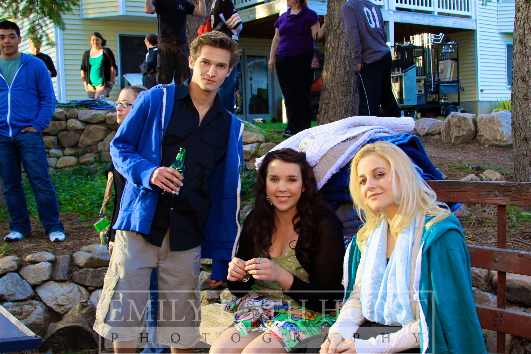 Amy Lia on set with co-stars, Hunter Gomez and Emily Arnold.
