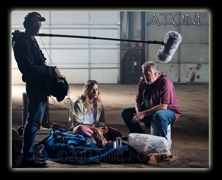 Actor/Director Jim Dougherty with Jessica Froelich in ATONE - Also pictured, sound mixer Bruce Northern.