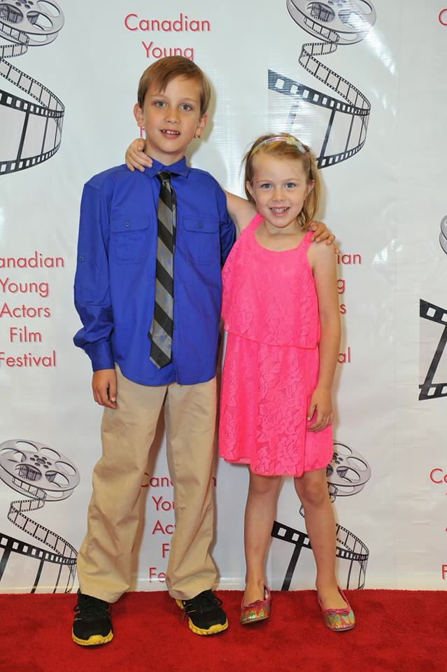 Quinn and Keela Van De Keere on the Red Carpet at the Canadian Young Actors Film Festival 2013.
