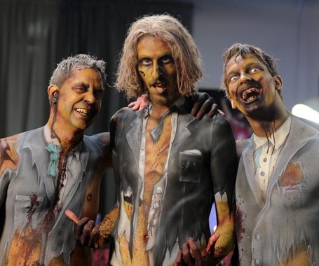 Me as a zombie for Naked Vegas on SyFy. I'm on the left, if you couldn't tell.