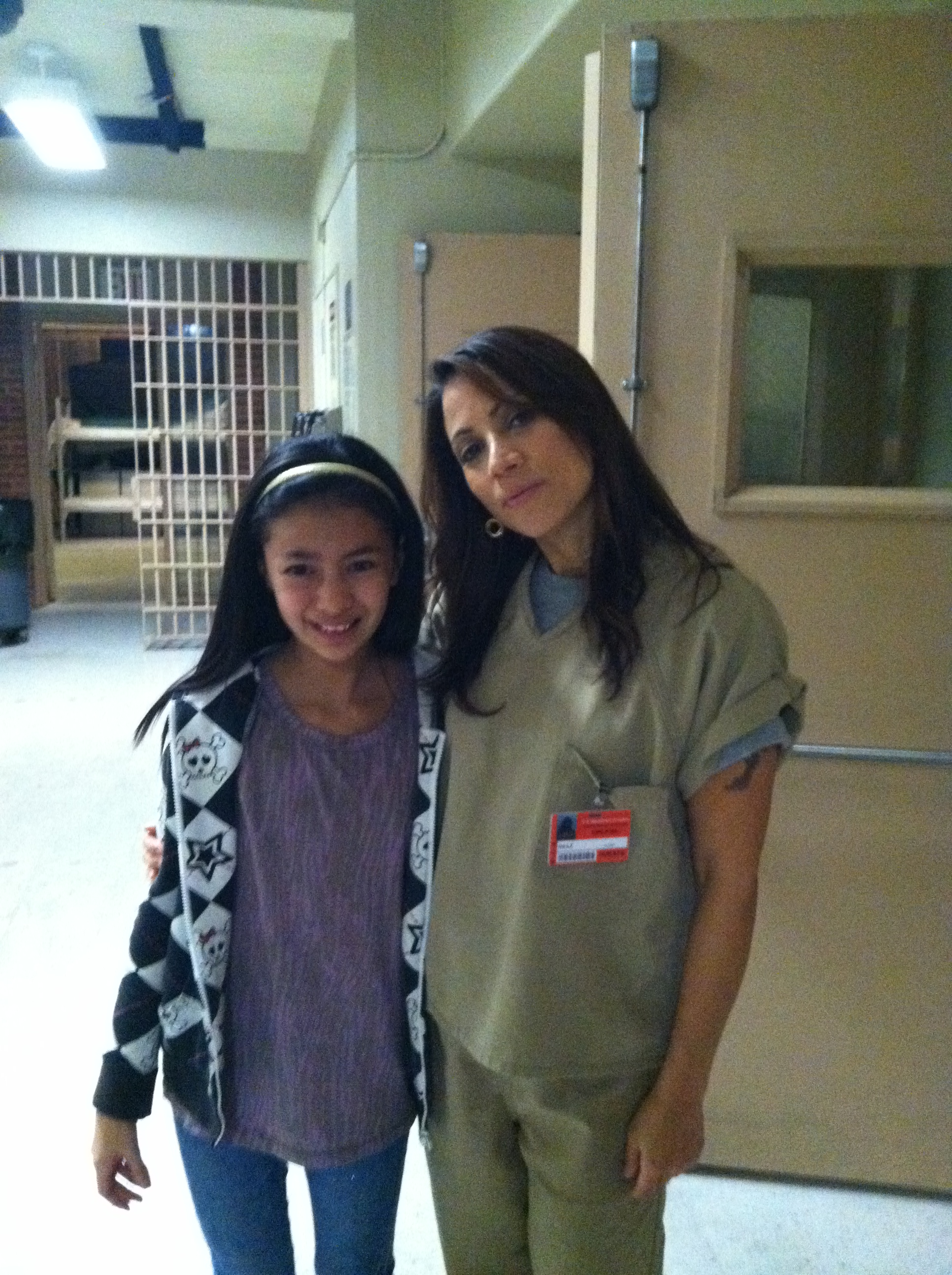 On set of Orange is the New Black with her on-screen mom