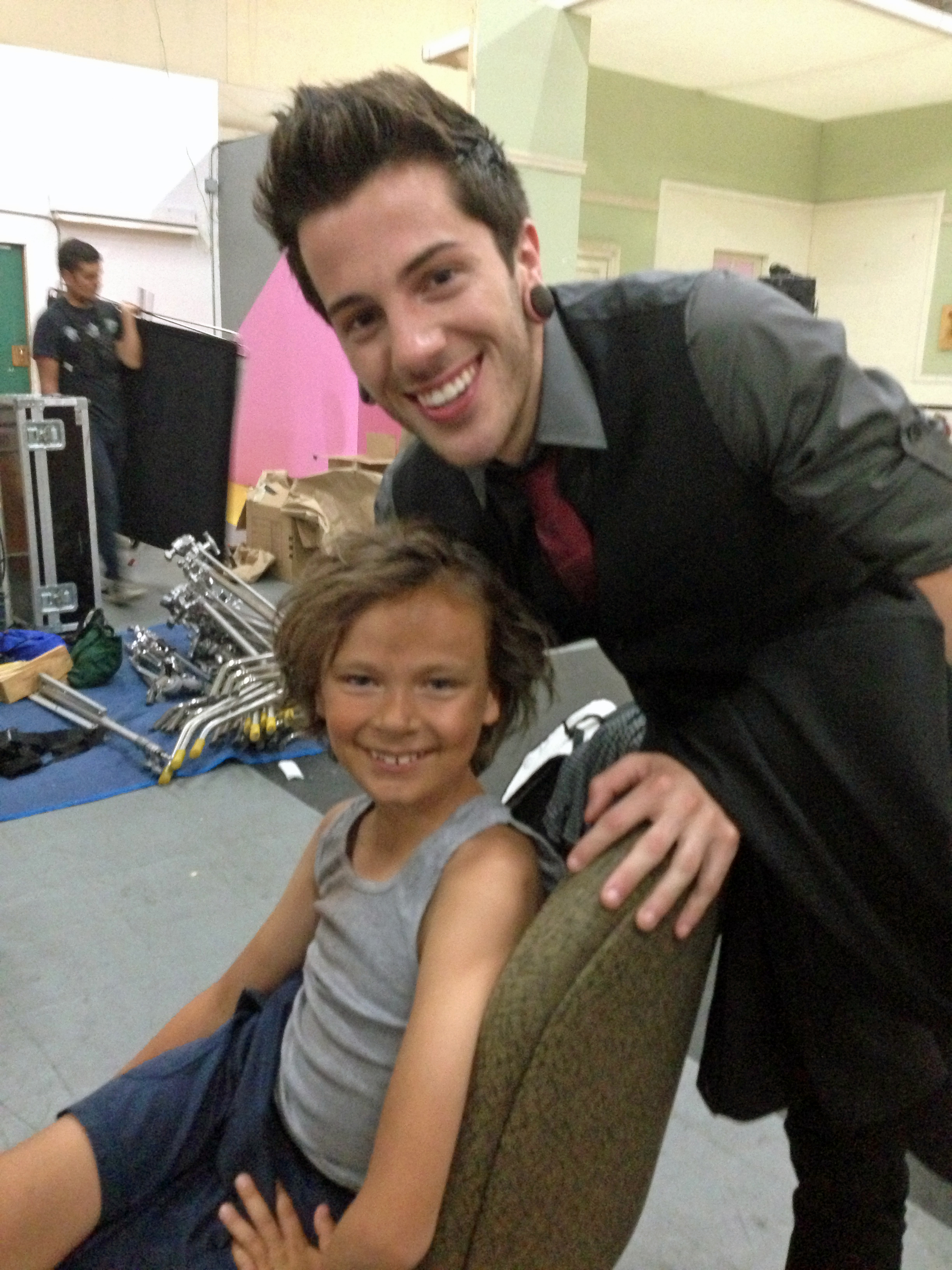 Mikey Effie with David Escamilla of Crown the Empire filming, MEMORIES OF A BROKEN HEART, music video.