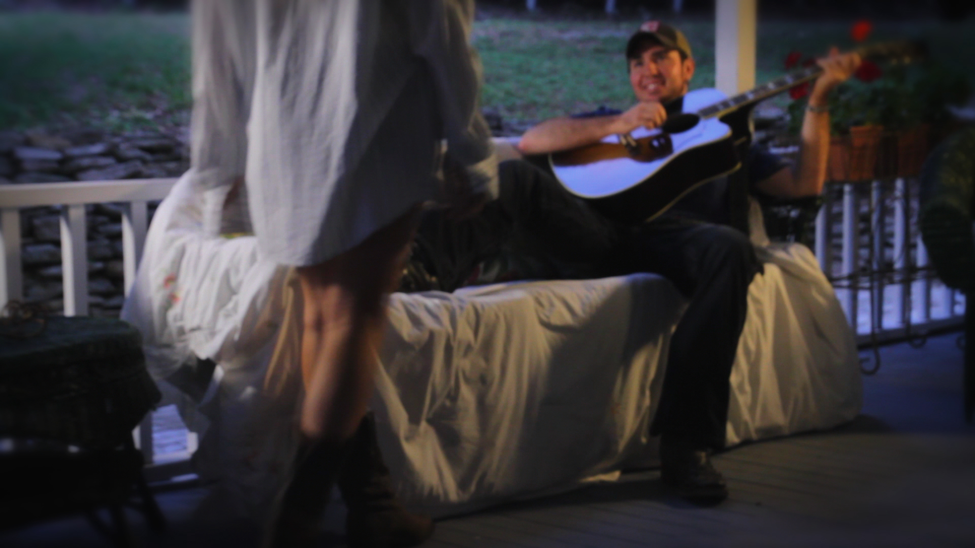 Early morning on the porch scene with Chanelle Klabunde and Neil Austin Imber in 