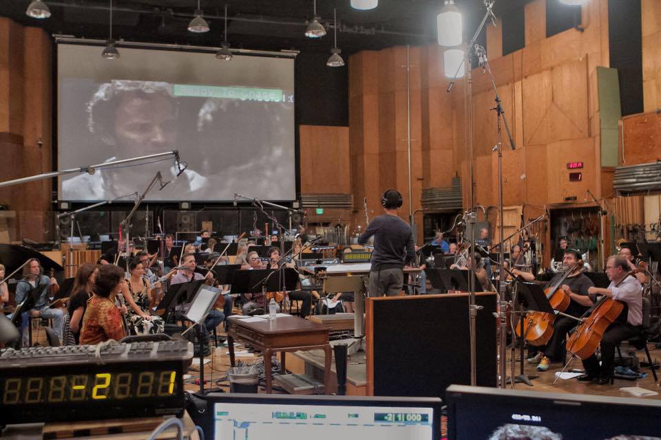 Stefan French on the podium at 20th Century Fox's Newman Scoring Stage with the Hollywood Studio Symphony