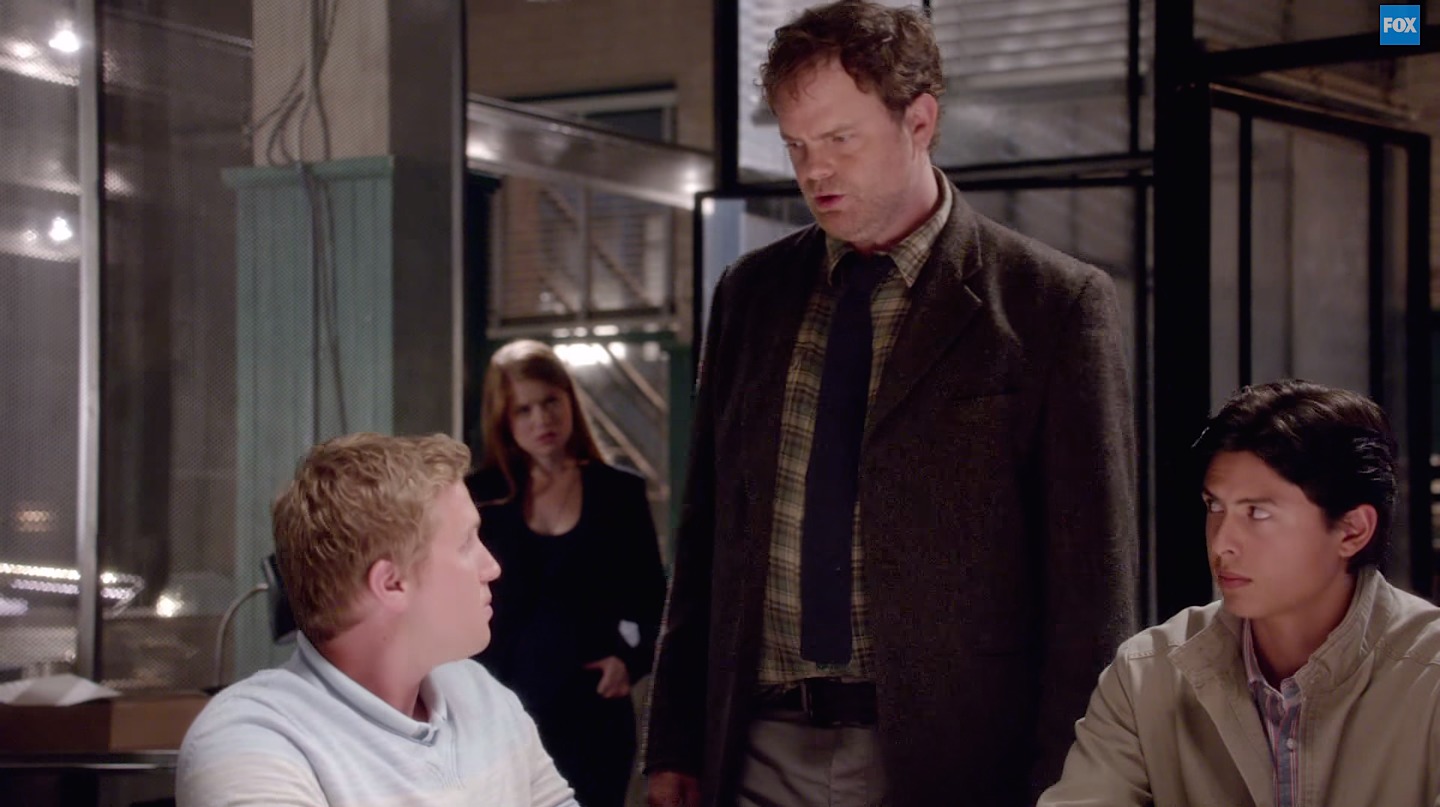 Matt Mazur, Genevieve Angelson, Rainn Wilson and Jordan Connor in Backstrom