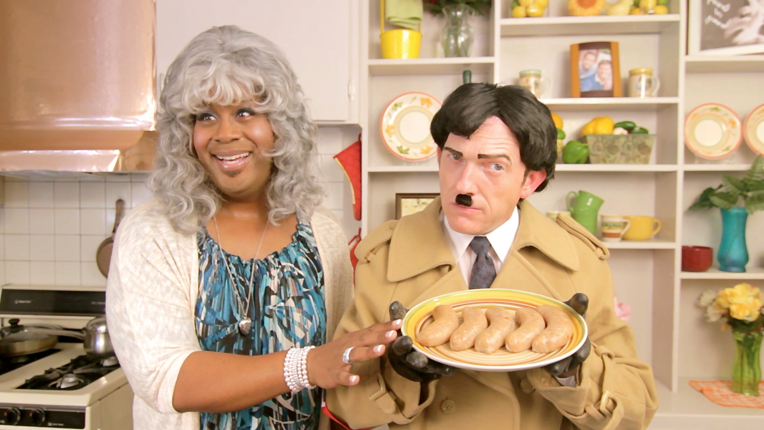 As Paula Deen with Skip Pipo as Hitler from Paula Deen's Best Delicious