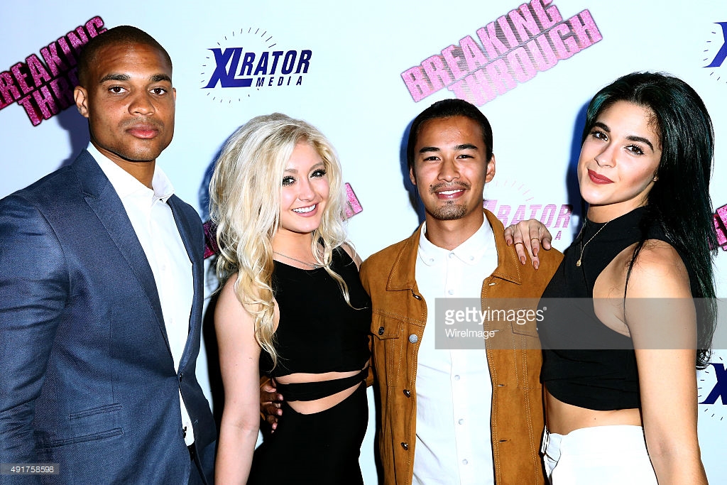 Actors Marcus Mitchell and Marissa Heart, Singer Jordan Rodrigues, and Dancer Sophia Aguiar attends the 'Breaking Through' Los Angeles Special Screening at Laemlle NoHo 7 on October 7, 2015 in North Hollywood.