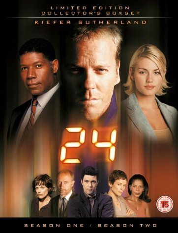 Kiefer Sutherland, Carlos Bernard, Elisha Cuthbert, Dennis Haysbert, Leslie Hope, Penny Johnson Jerald and Sarah Clarke in 24 (2001)