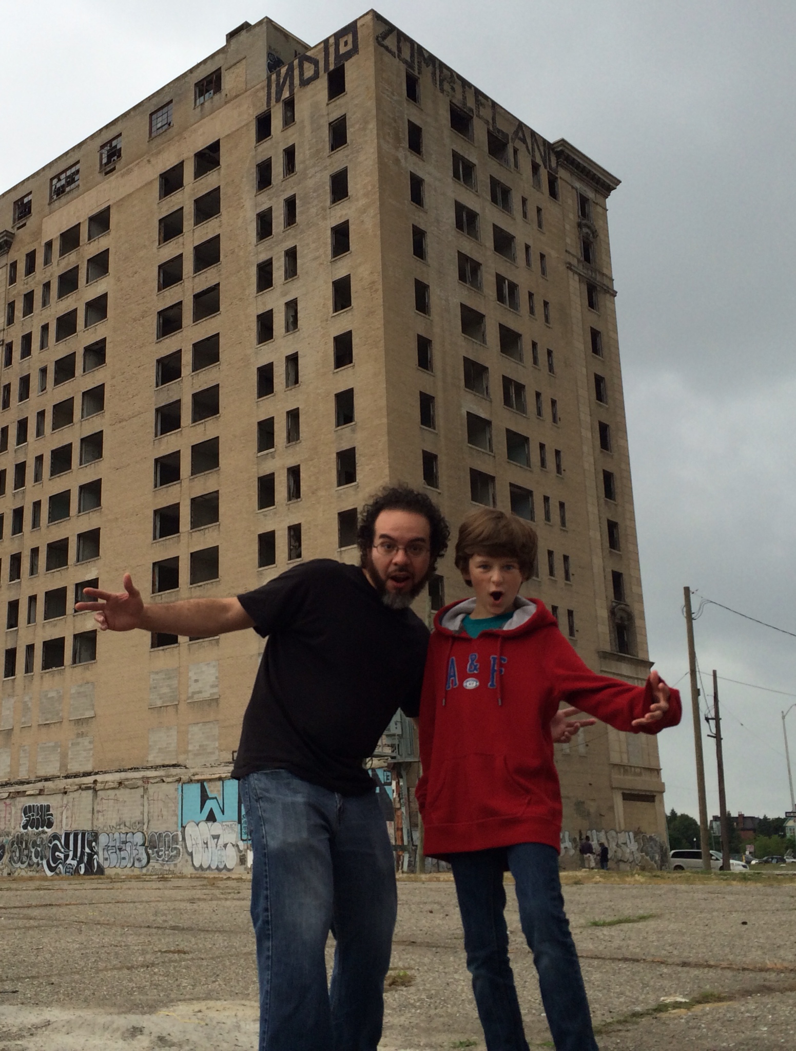 Comedian Rickey Reyes (left) with Joe Cipriano (right) on set of Lost in Detroit 2