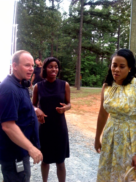 Director Jeb Stuart, Milauna Jemai and Lela Rochan On set of Blood Done Sign My Name