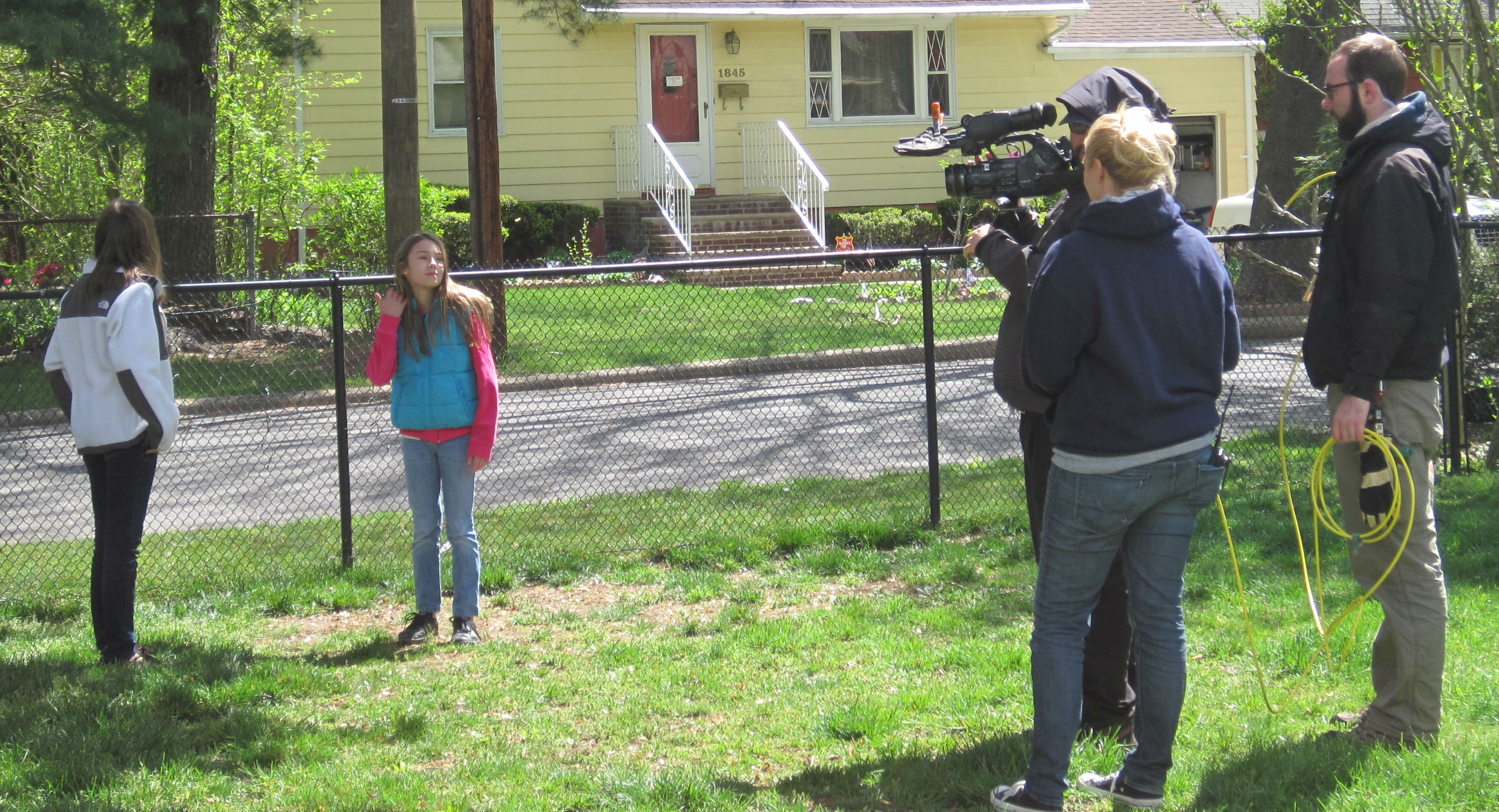 Kylie on the set of Frenemies (Investigation Discovery Channel) with DP Tom Donatelli, grip Jason Duffett & field producer Katie White.