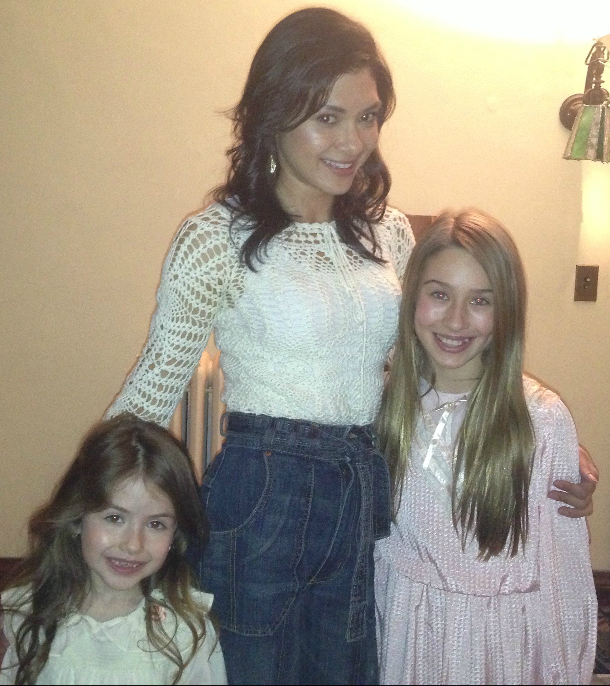 Kylie on the Celebrity Ghost Stories shoot with Maria DeSimone and Jessica Kuretski.