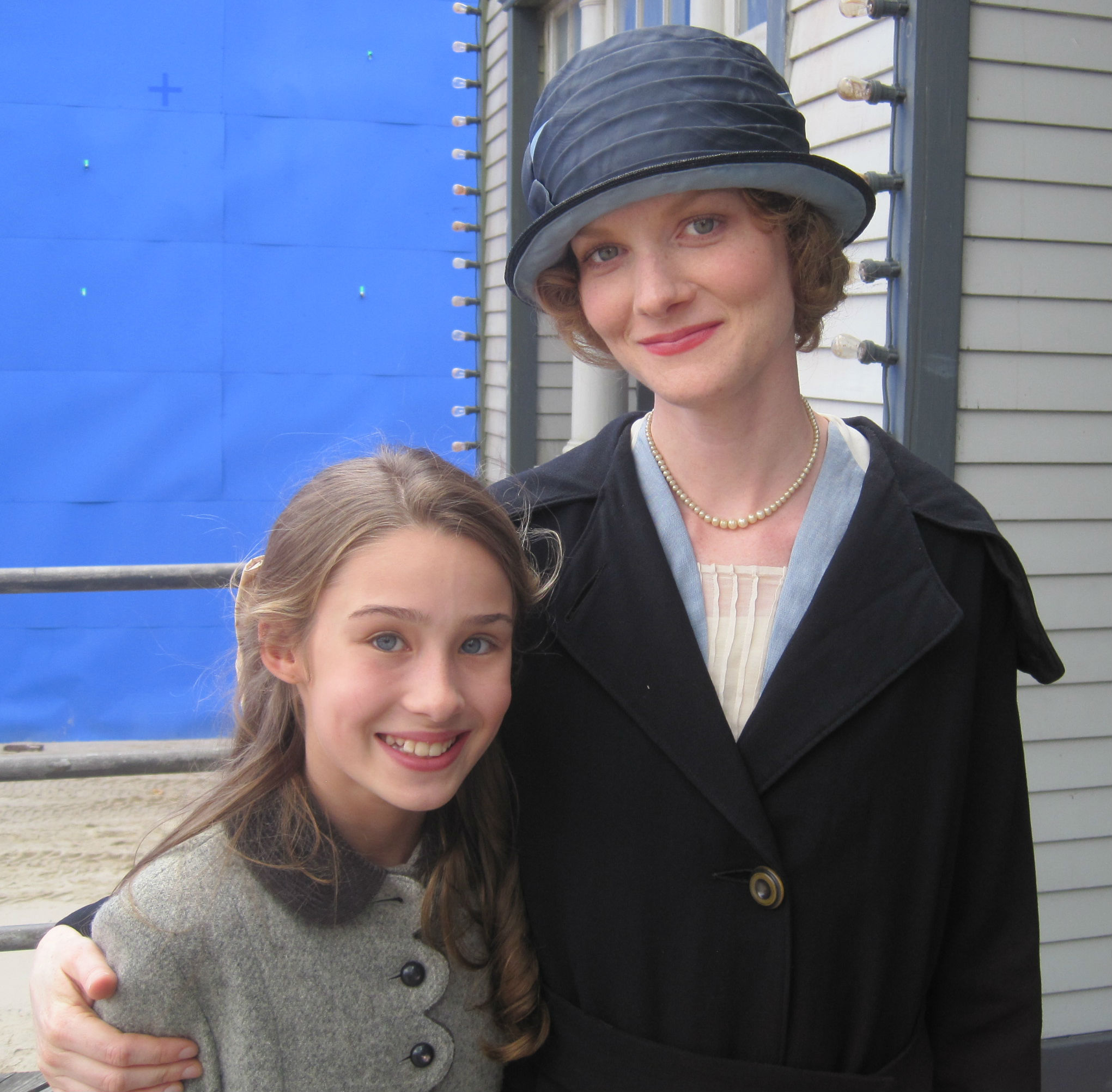 Kylie with Wrenn Schmidt on the set of HBO's Boardwalk Empire.