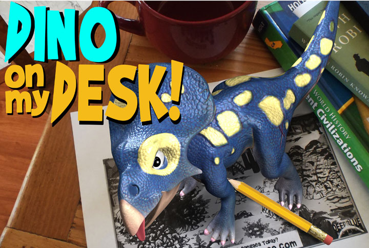 Dino On My Desk (2015) Augmented Reality dinosaurs game/ app. Come play and learn. Voice Over for narrator and most of the dinosaur sounds.