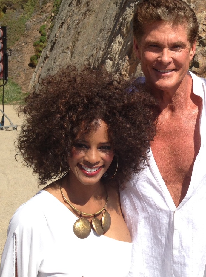 Germany Kent shooting on the beach in Malibu with The Hoff.