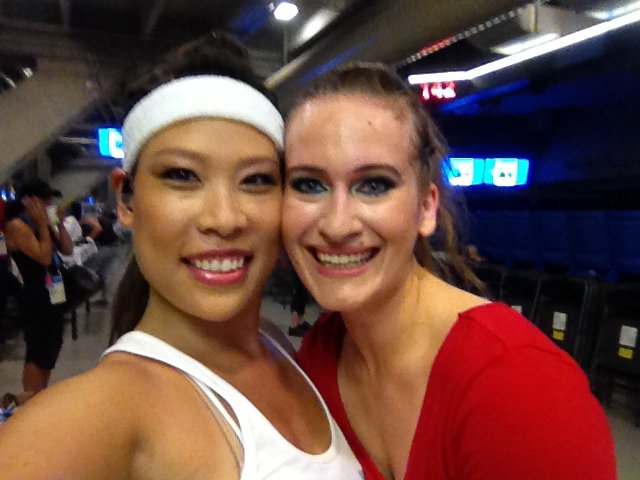 Melissa Yang & Caroline Sawyer backstage at Toronto Pan American Games Closing Ceremonies.