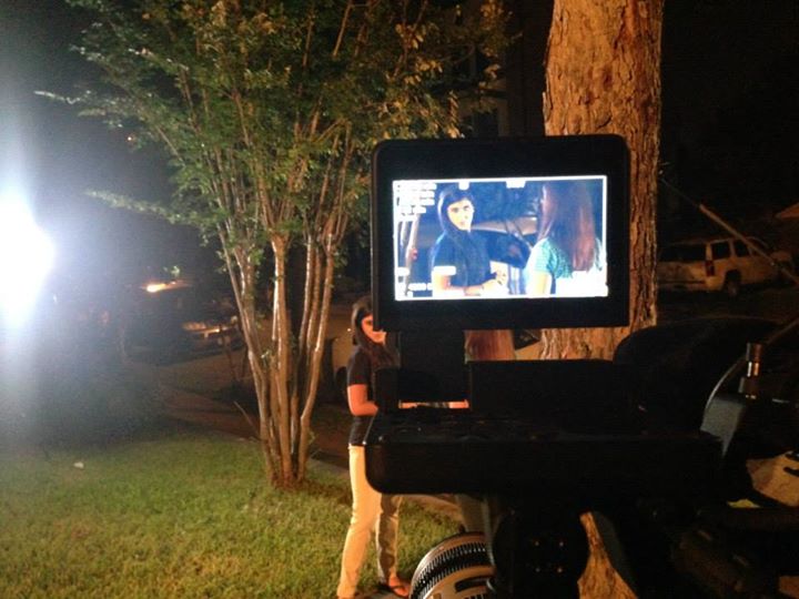 Night shoot filming True Crime with Aphrodite Jones, Vanessa Amaya portraying Felicia Ruiz