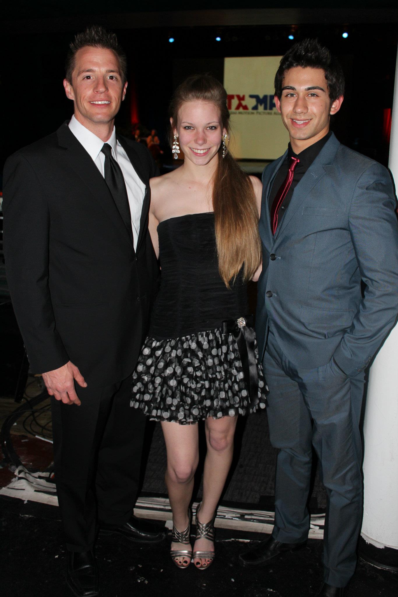 Zach Touchon, Chloe Lanier, and James DeWitt III at the SAG Awards party in Dallas,Tx.