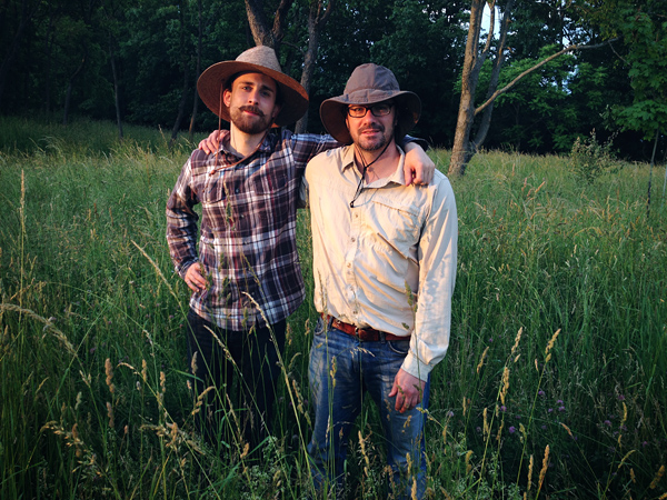 Director David Field (left) with cinematographer Eric Giovon, on location during filming of 