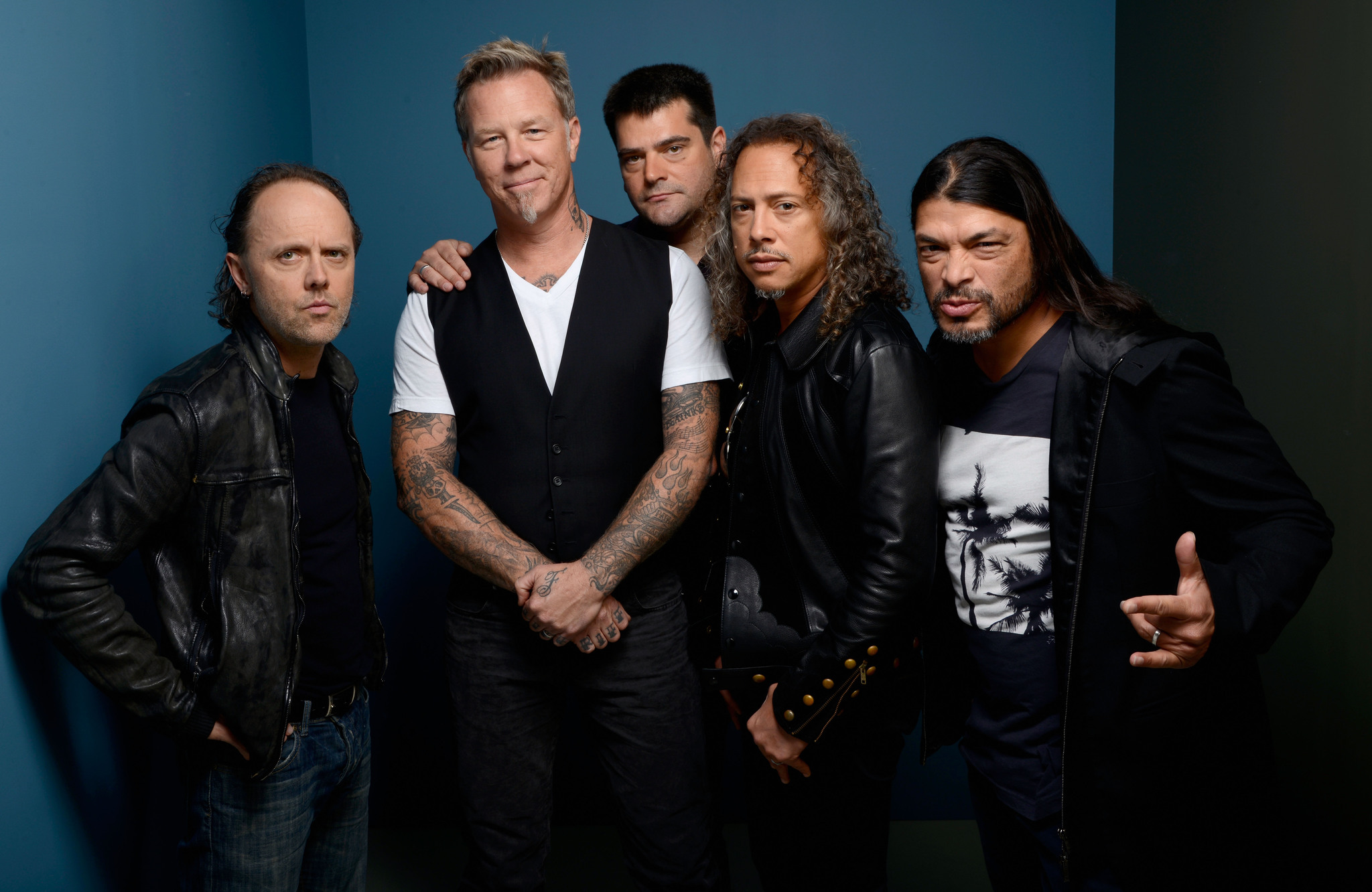 Kirk Hammett, Lars Ulrich, Nimród Antal, James Hetfield and Robert Trujillo at event of Metallica Through the Never (2013)