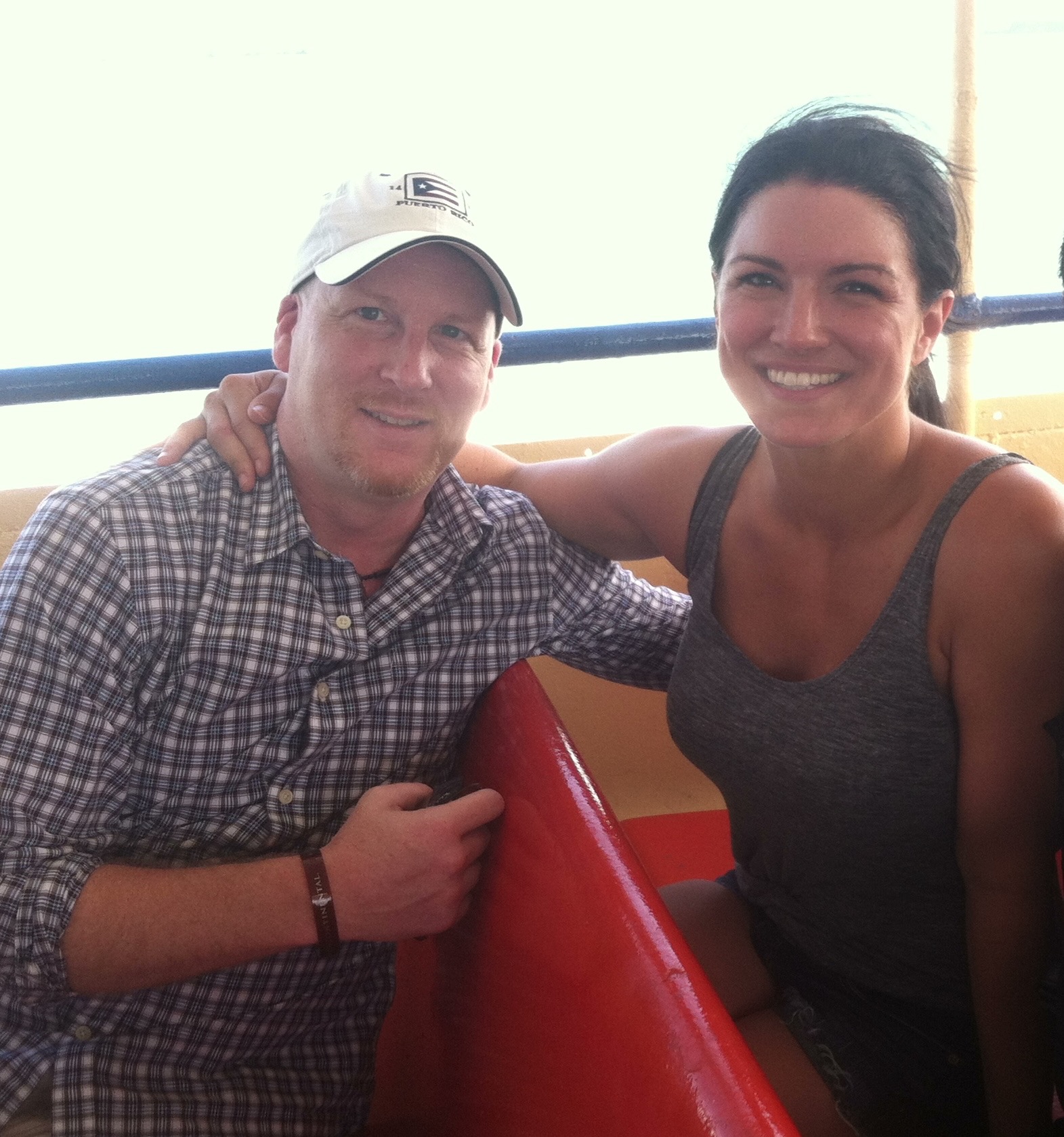 Dale Johnson, Gina Carano during filming of 'In the Blood' in Puerto Rico