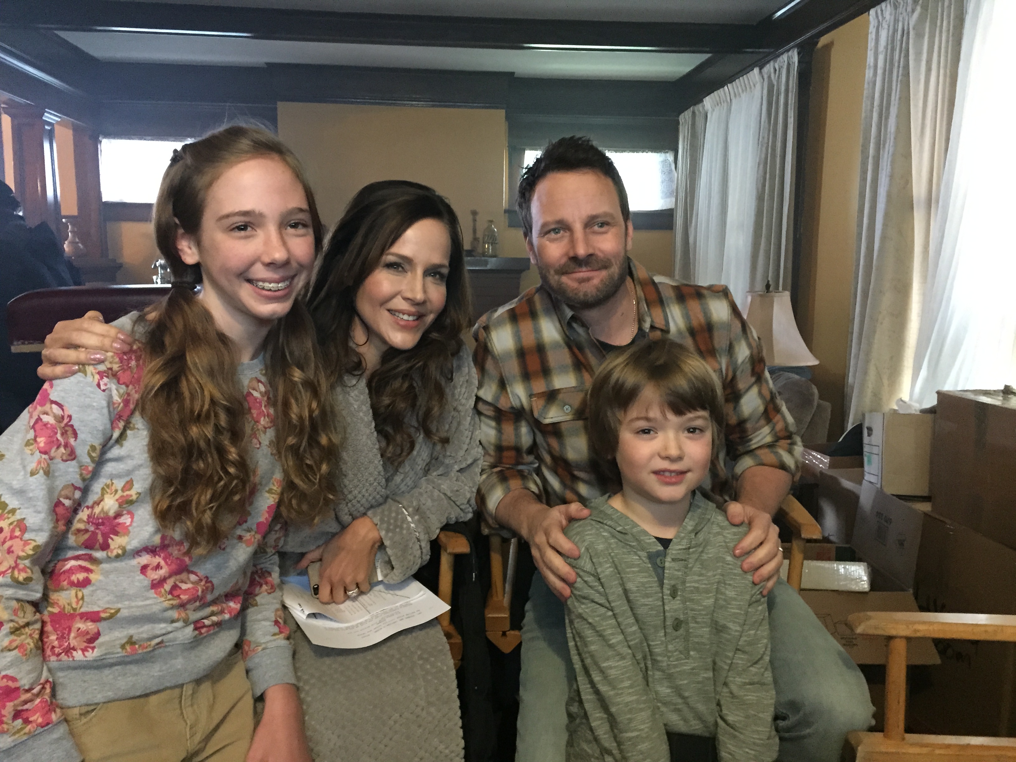 On set of Life on the Line with Julie Benz and Ryan Robbins.