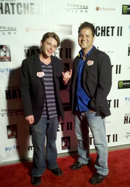 Kyle Morris and Bloody Disgusting's Micah Roland at the Hatchet 2 Premiere