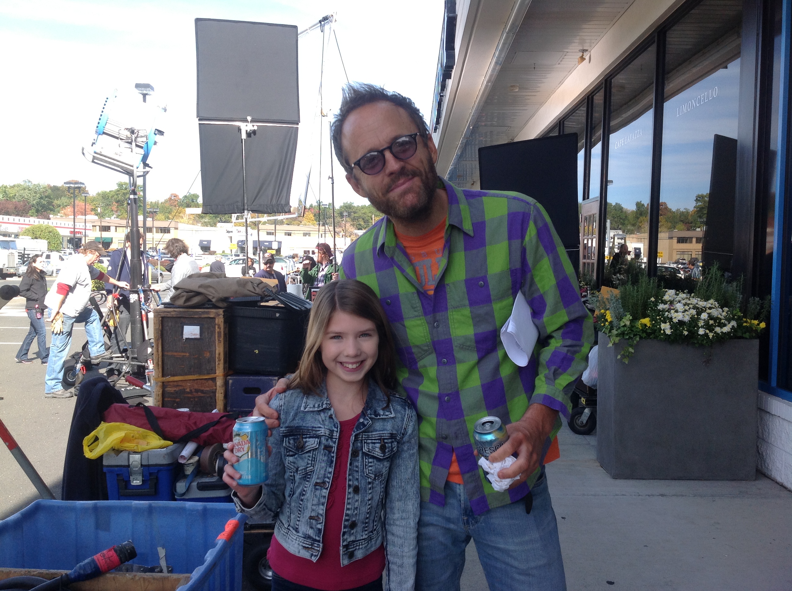 Booch O'Connell with John Benjamin Hickey on the set of The Big C