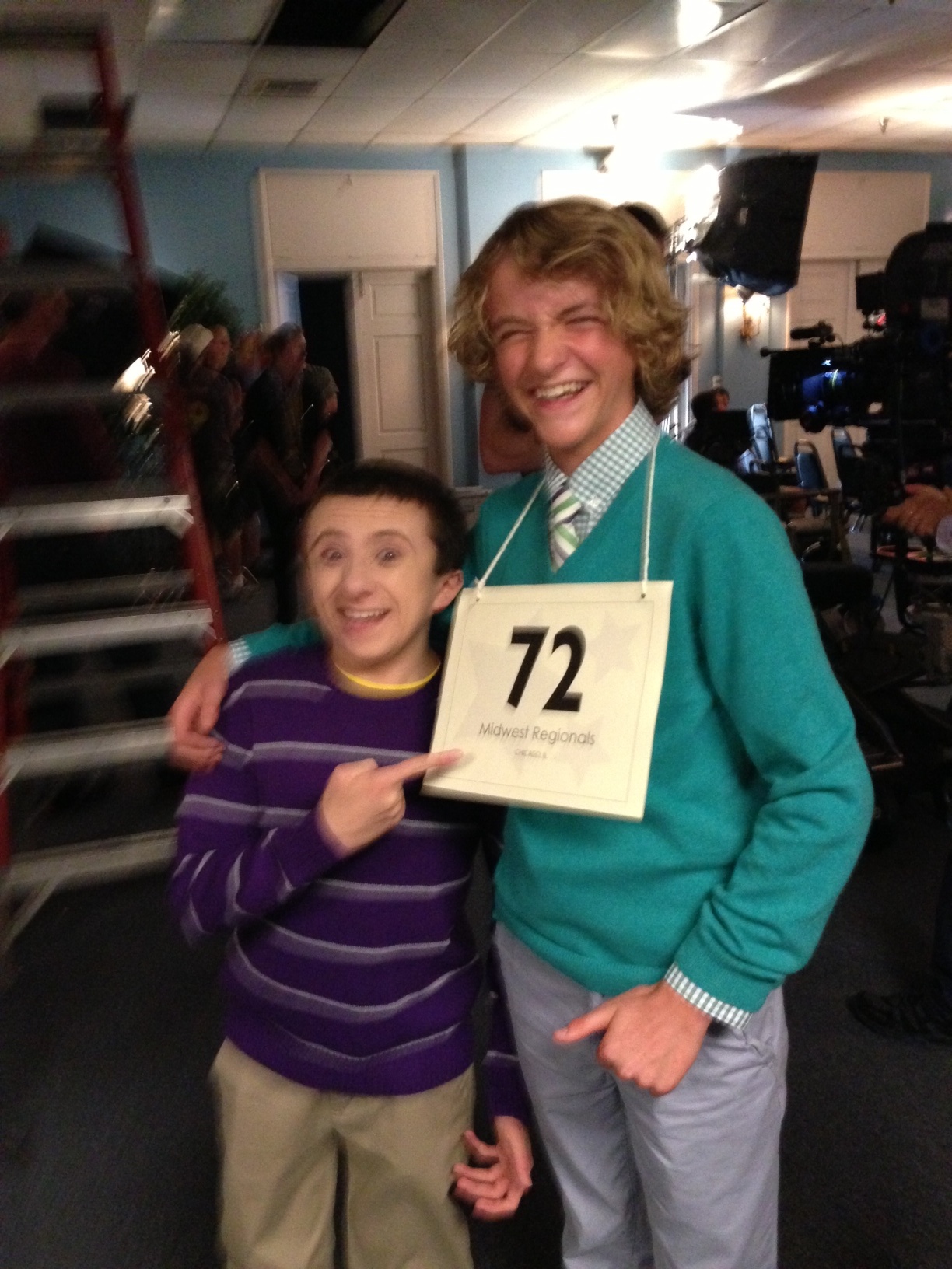 Jacob Melton as Sebastian along with actor Atticus Shaffer as Brick Heck onset at Warner Bros Ranch for ABC's 
