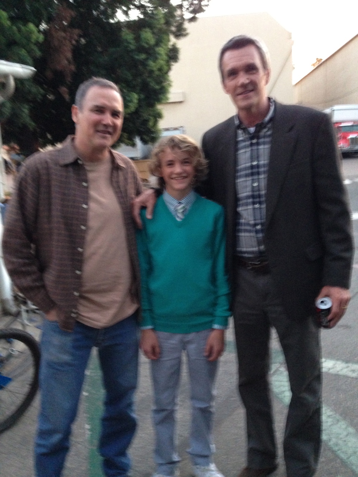 Jacob Melton as Sebastian along with actor Neil Flynn as Mike Heck onset at Warner Bros Ranch for ABC's 