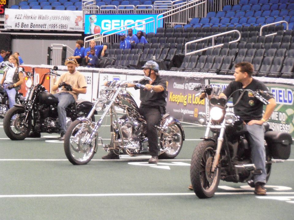 Scott on the Nickel Bike at the Orlando Predators Game where I rode a cheerleader into the opening ceremony.