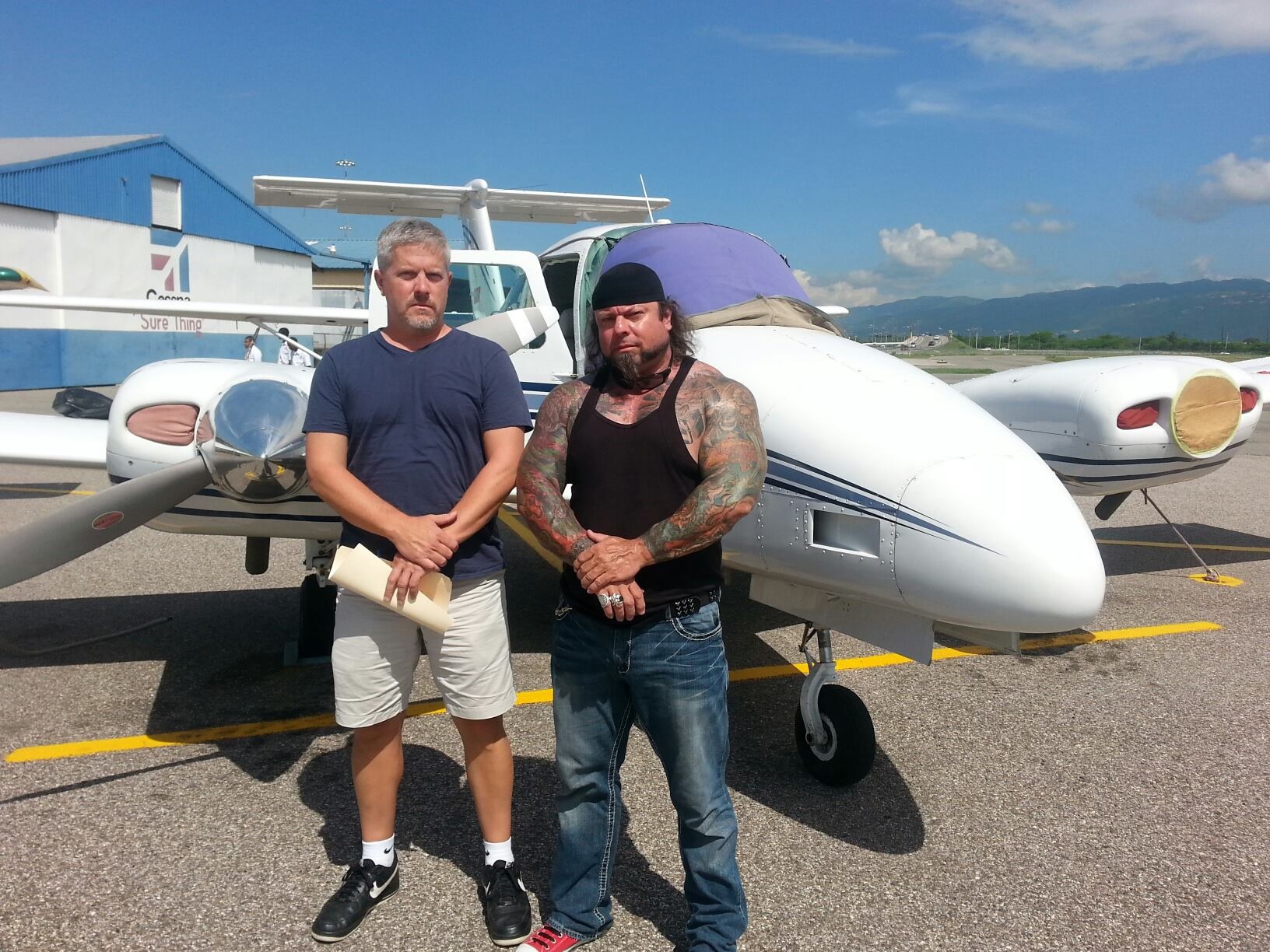 Ken and Danny Thompson on a repo in Jamaica