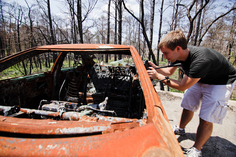 Filming on location for Bastrop: Rising from the Ashes